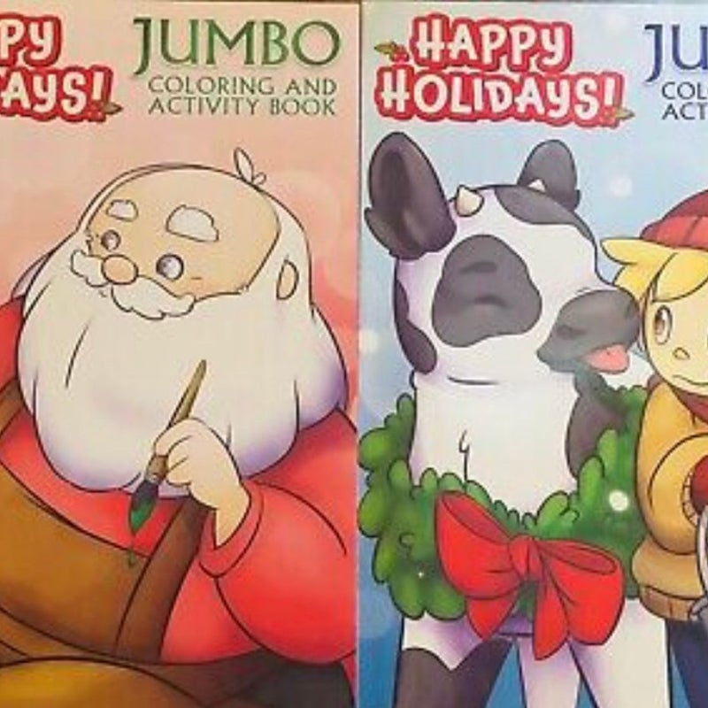 Happy Holiday Kids Christmas Coloring & Activity Books Jumbo Color Set of 4 Lot