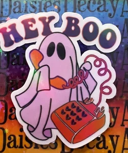 Hey Boo Pastel Ghost Iridescent Sticker