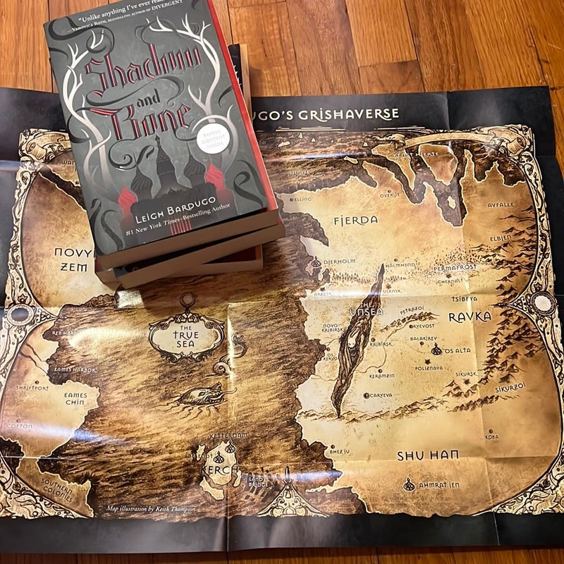 Shadow and Bone (Grishaverse trilogy) books 1-3 BUNDLE W/ MAP