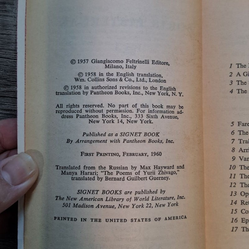 Doctor Zhivago By Boris Pasternak 1960 Second US Printing