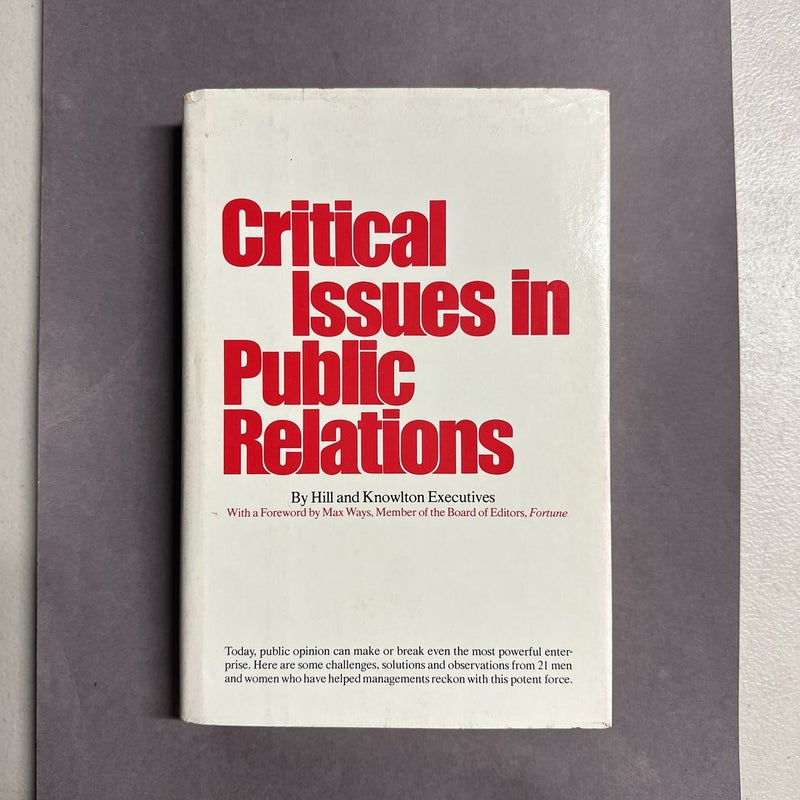 Critical Issues in Public Relations 