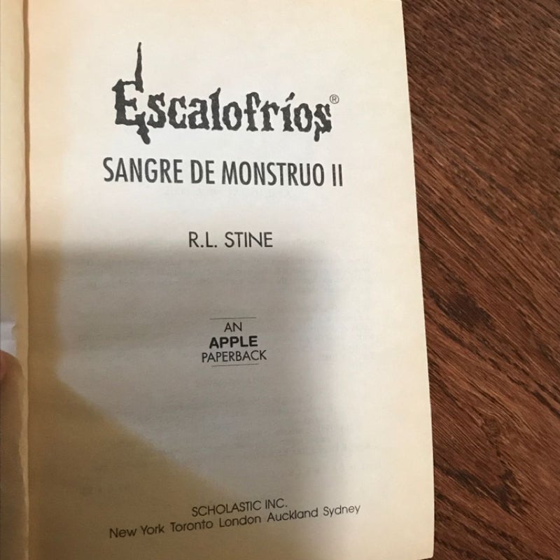 Escalofrios/Goosebumps, Sangre de Monstruo, Vintage 1996, SPANISH Paperback, Teen Horror *rare, HTF*