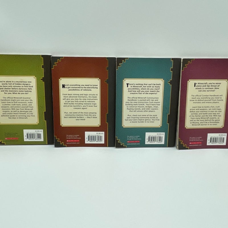 Minecraft Handbooks - Combat/Construction/Redstone/Essential - Paperbacks Mojang