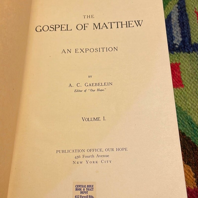 Gospel of Matthew: An Exposition 