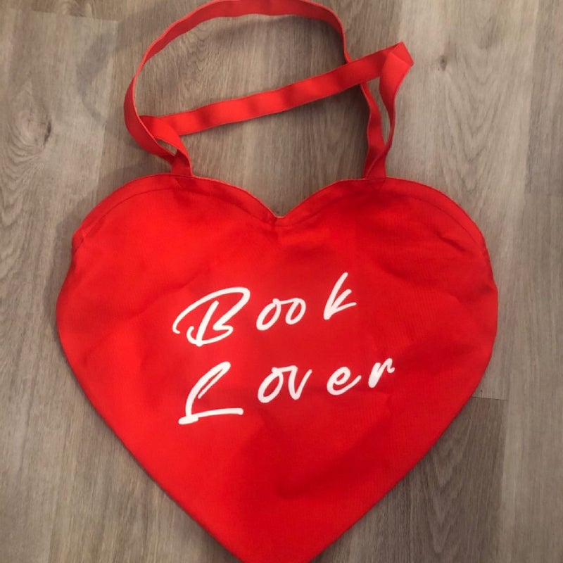 New! Handmade “Book Lover” Heart shaped XL Tote Bag