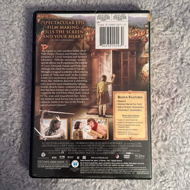 The Chronicles of Narnia: The Lion, The Witch and The Wardrobe ~ DVD