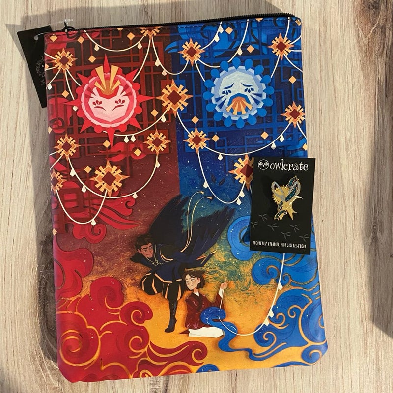 Spin the Dawn book sleeve & pin