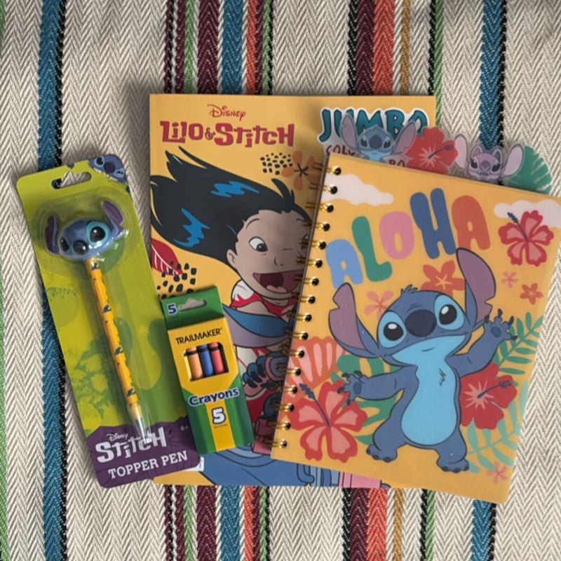 Lilo & Stitch Jumbo Coloring Book, Stitch notebook & pen, with small crayon box
