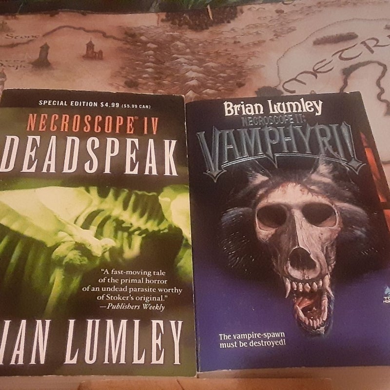 3 Brian Lumley Horror Book Lot Psychosphere, Necroscope 2,4 Vamphyri and Deadspeak 