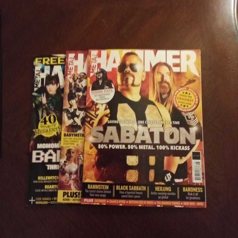 3 issues of Metal Hammer magazine