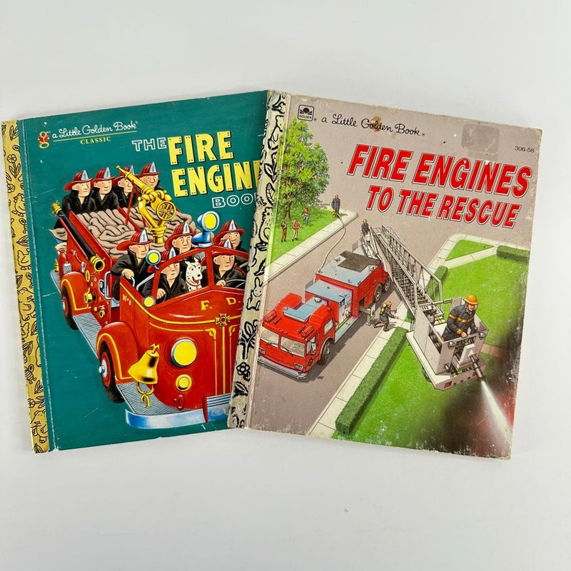 Fire Trucks/Engines Little Golden Books-Lot of 2