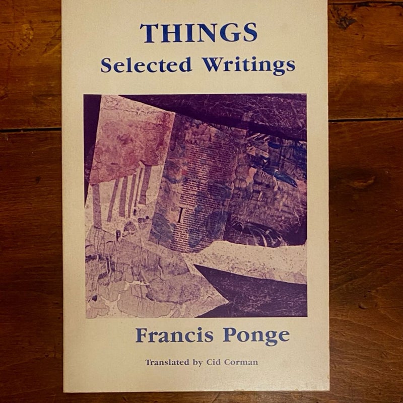 THINGS by Francis Ponge, Paperback | Pangobooks