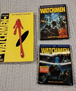 Watchmen Comic Book and DVD and Blu-ray bundle.