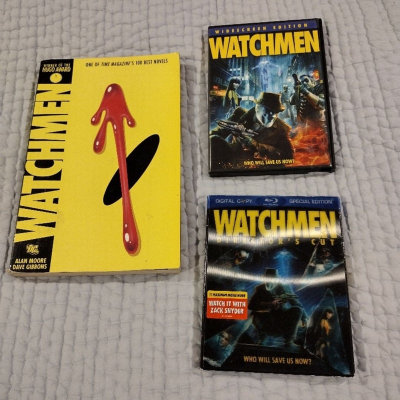 Watchmen Comic Book and DVD and Blu-ray bundle.