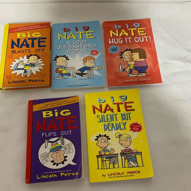 BIG NATE Lot Of 5 CHILDREN'S Comics SOFT COVER BOOKS, One It’s Hard Cover Big Nate: Silent but Deadly