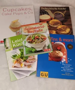 German Book Lot * 5 Kochbücher / Backbücher * Deutsch * Cook / Baking Books *