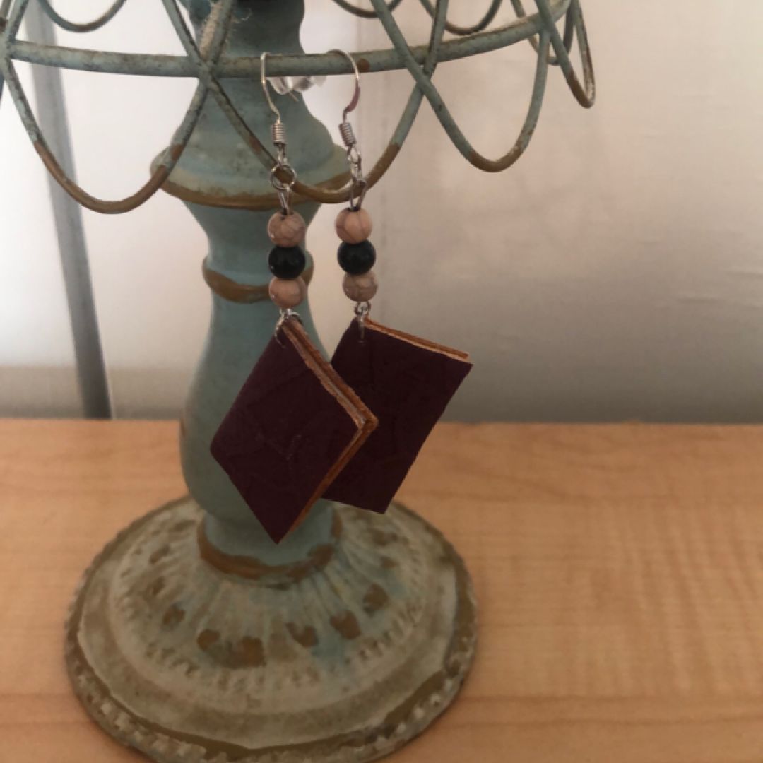 Handmade bookish earrings