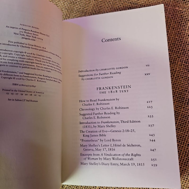 Frankenstein: the 1818 Text