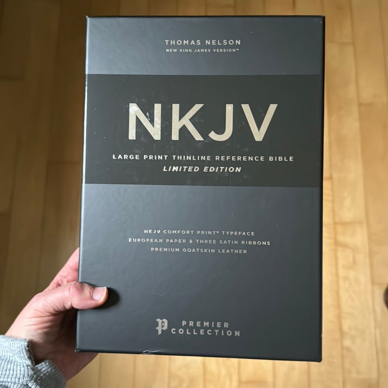 NKJV Thinline Reference Bible, Large Print, Premium Goatskin Leather, Premier Collection, Red Letter Edition, Comfort Print