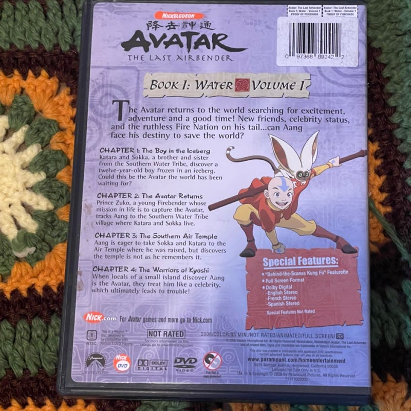Avatar the last airbender: book 1 water vol. 1 dvd