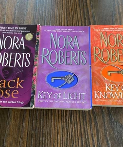 3 Nora Robert’s Paperback Books Black Rose, Keyof Light, Key of Knowledge