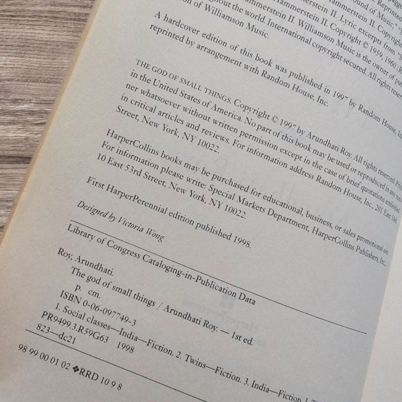 The God of Small Things, 1998 edition!