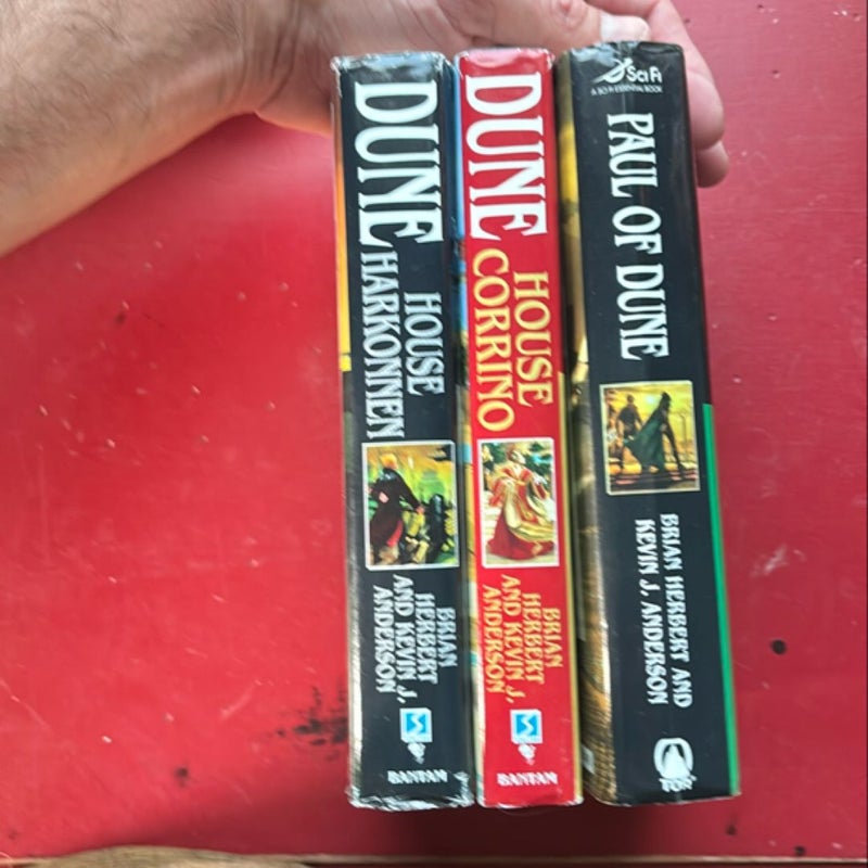 3 Hardcover Dune Books: House Corrino House Harkonnen Paul of Dune