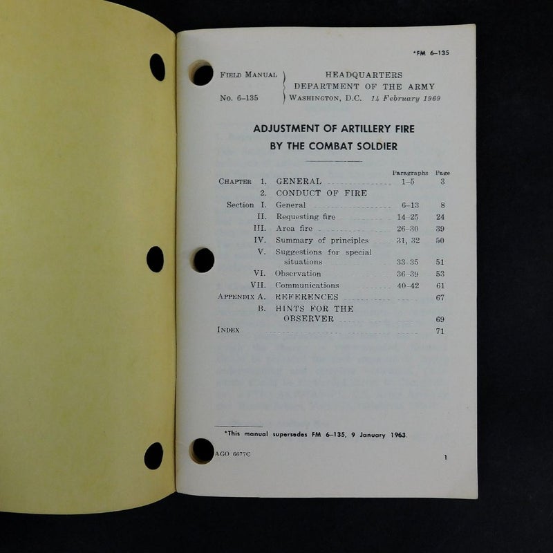 Army Field Manual: Adjustment of Artillery Fire by the Combat Soldier