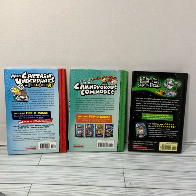 Captain Underpants Bundle: The Adventures of Captain Underpants, Captain Underpants and the Tyrannical Retaliation of the Turbo Toilet 2000, Captain Underpants and the Attack of the Talking Toilets