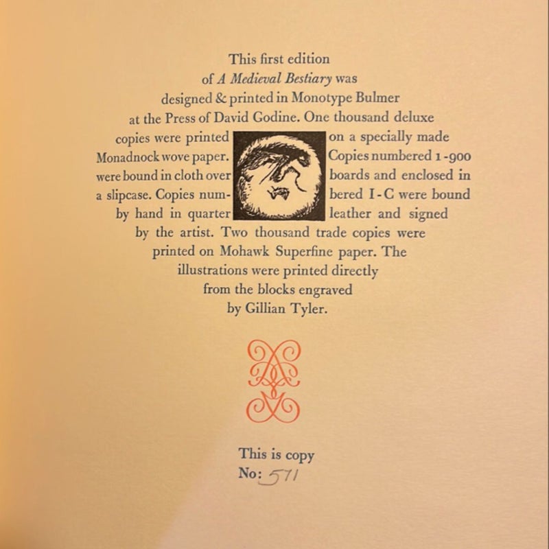 A Medieval Bestiary (limited 1971 numbered copy)