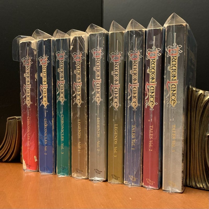 Vintage DragonLance: Complete Chronicles, Legends, Tales I Trilogy Set: Dragons of Autumn Twilight, Dragons of Winter Night, Dragons of Spring Dawning, Time of the Twins, War of the Twins, Test of the Twins, The Magic of Krynn, Kender, Gully Dwarves, and Gnomes, Love and War