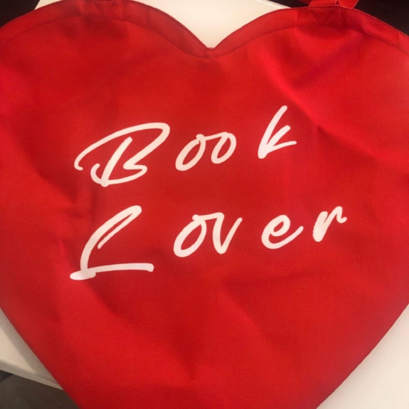 New! Handmade “Book Lover” Heart shaped XL Tote Bag