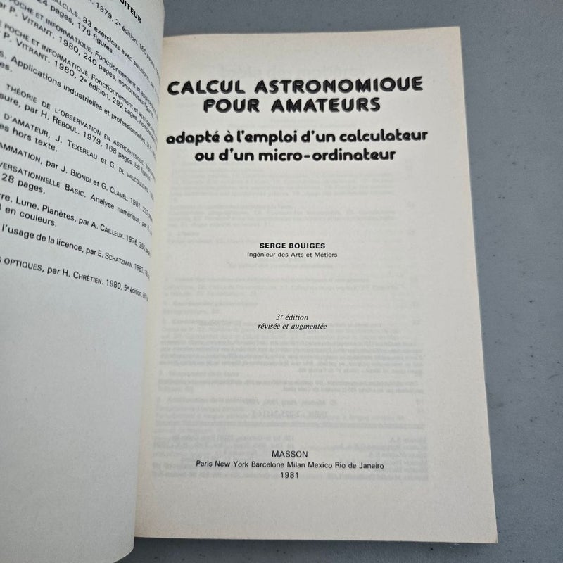 Calcul Astronomiques pours amateurs