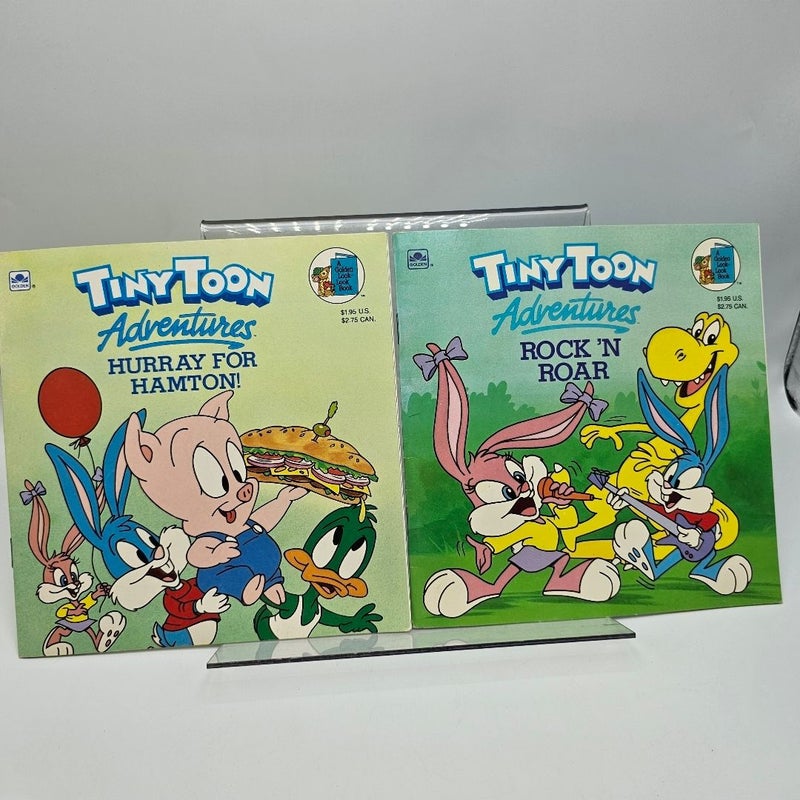 Tiny Toons Adventures Books Lot 2 Paperback  Hooray Hampton Rock Roar 1990