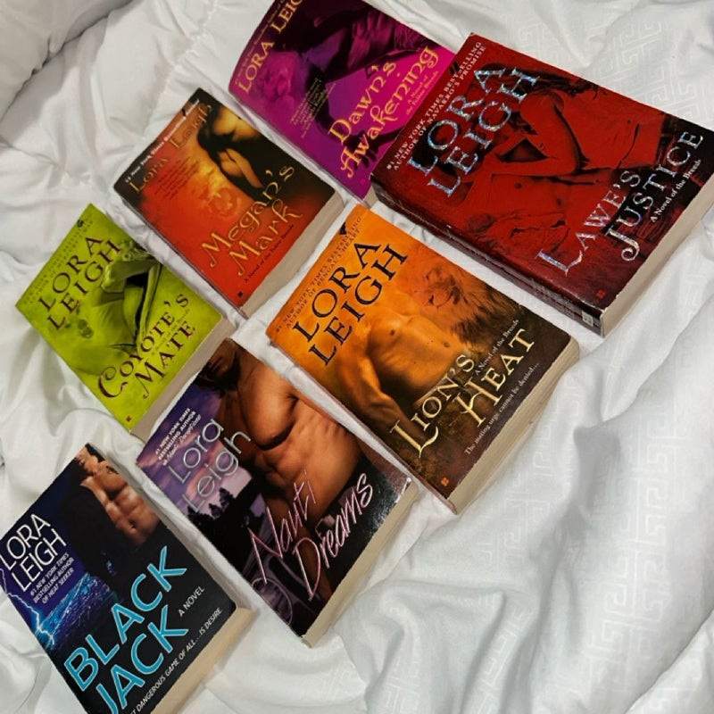 Lora Leigh LOT! Seven books!! Coyote’s Mark, Megan’s Mark, Dawn’s Awakening, Lawe’s Justice, Lion’s Heat, Nauti Dreams, & Black Jack