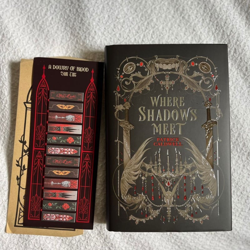 Where Shadows Meet (fairyloot) and A Dowry of Blood book tabs