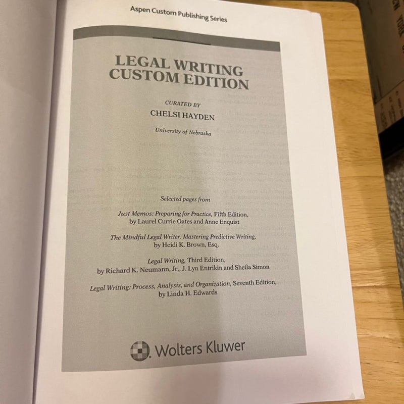 Legal Writing, Custom Edition: University of Nebraska