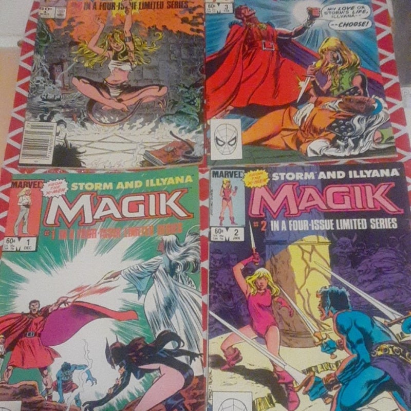 Magik 1,2,3,4 1983 Mini Series Chris Claremont ( X-Men, Storm) issues 2,4 have stained covers