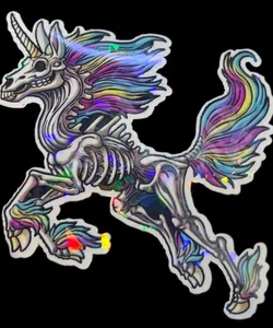 Pastel Goth Unicorn Skeleton Sticker