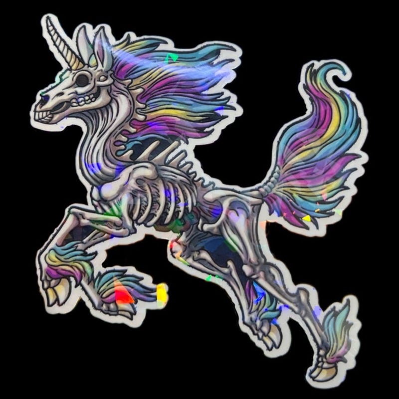 Pastel Goth Unicorn Skeleton Sticker