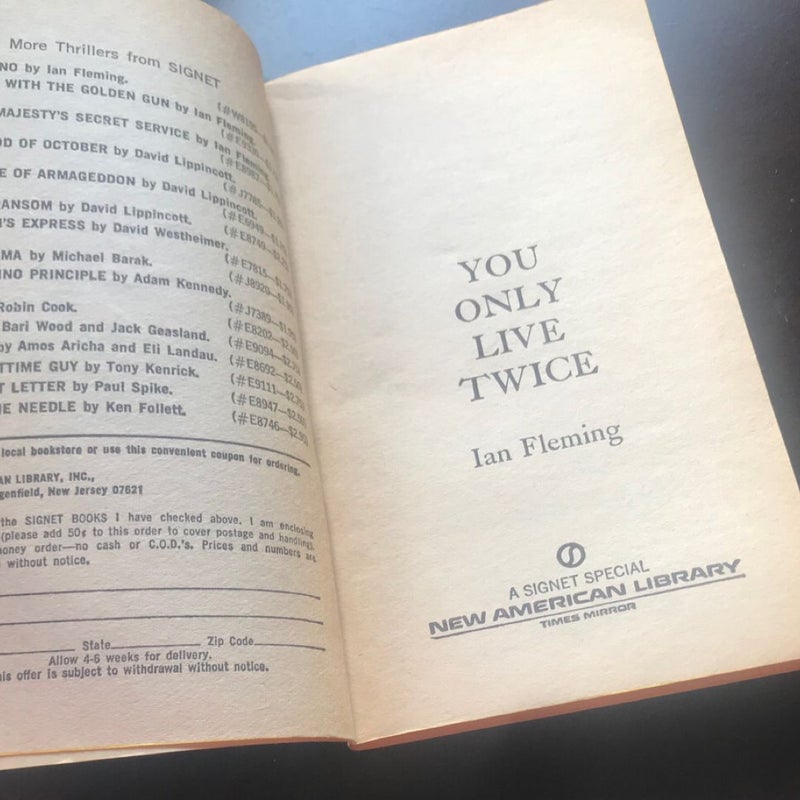 You Only Live Twice Ian Fleming 1964 James Bond 007 Agent 5th Print