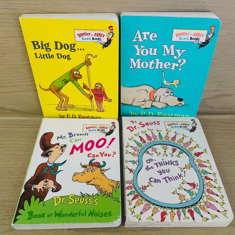 Bright & Early Board Book Bundle-Lot of 4; Are You My Mother, Big Dog Little Dog, Oh the Thinks You Can Think, Mr. Brown Can Moo Can You 