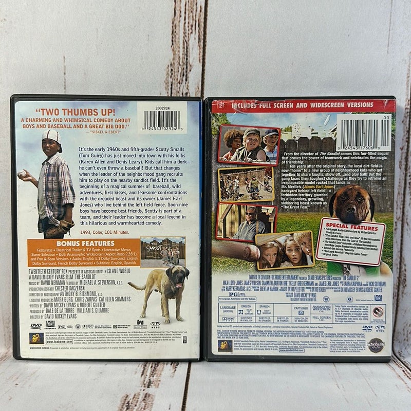 [2] The Sandlot Movies DVD Lot