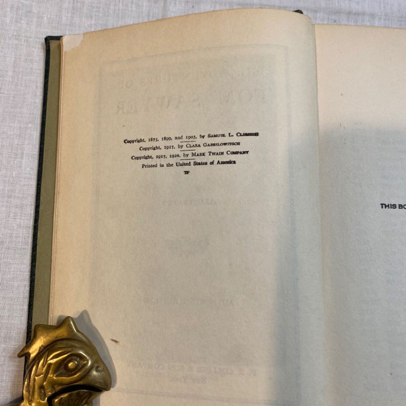 THE ADVENTURES OF TOM SAWYER by MARK  TWAIN COLLIER 1920 Authorized Edition