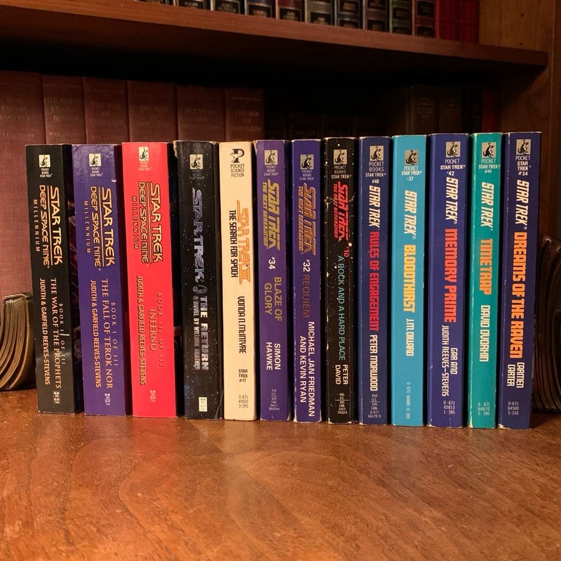 Star Trek 13 Book Collection: Dreams of the Raven, Time Trap, Memory Prime, Bloodthirst, Rules of Engagement, A Rock and a Hard Place, Requiem, Blaze of Glory, The Search for Spock, The Return, Inferno, The Fall of Terok Nor, The War of the Prophets