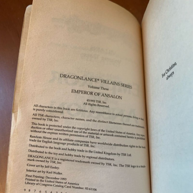 DragonLance: Emperor of Ansalon, Villains 3, First Edition First Printing
