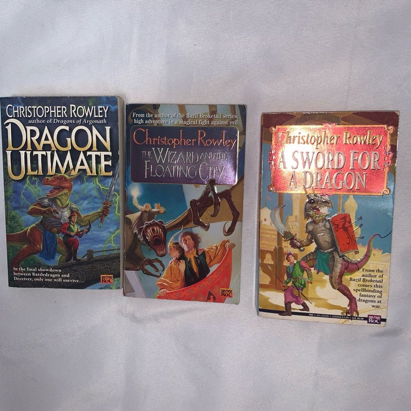 Christopher Rowley Dragon Ultimate Book lot of 3 science fiction, vintage books Wizard and the Floating City