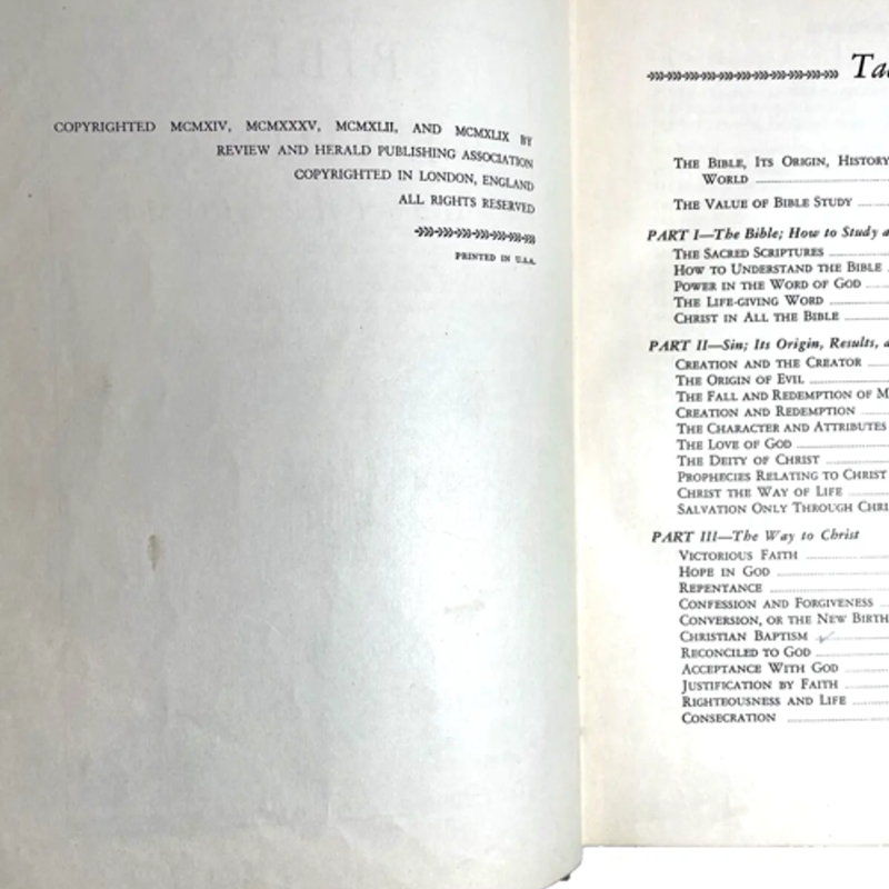 Bible Readings For The Home 1950 HC Review and Herald Pub Seventh Day Adventist