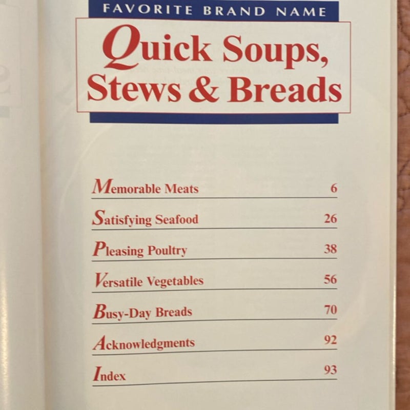Favorite Brand Name Recipes Quick Soups, Stews and Breads