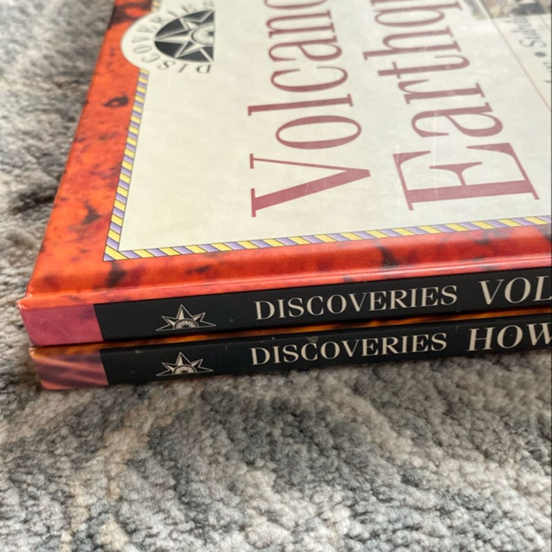 Lot of 2 Books Discoveries Series: Volcanoes & Earthquakes and How Things Work